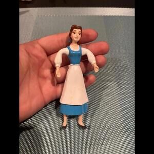 Vintage Disney Just Toys Belle Blue Dress White Apron Plastic Figure 4.5”